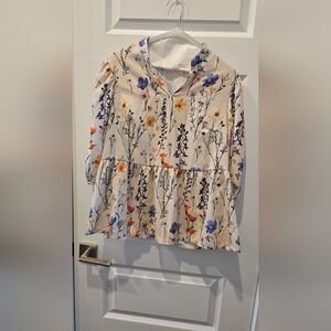 SHEIN Cream Floral Print Blouse